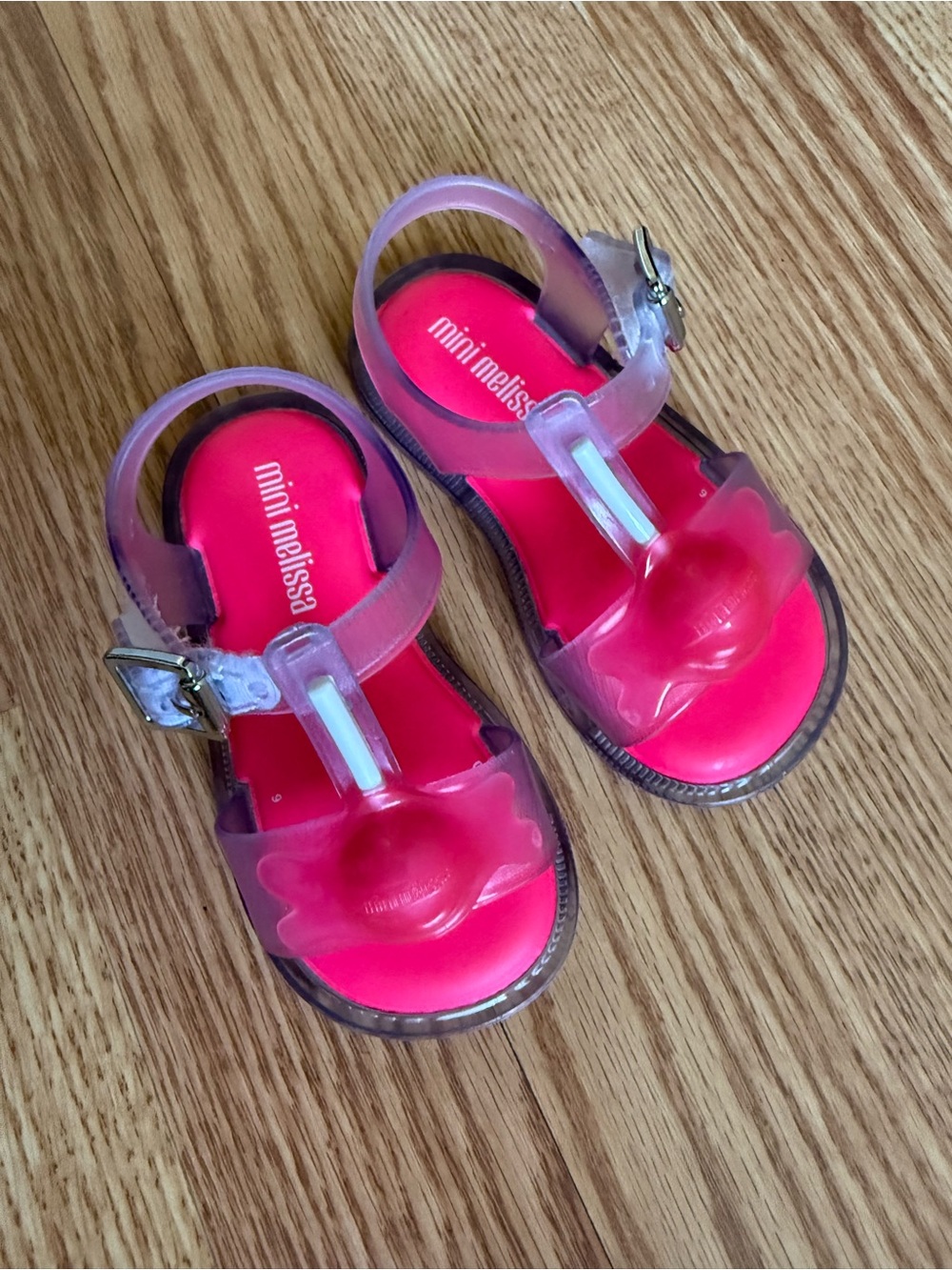 Mini Melissa Pink Jelly Sandals with Flower Accent